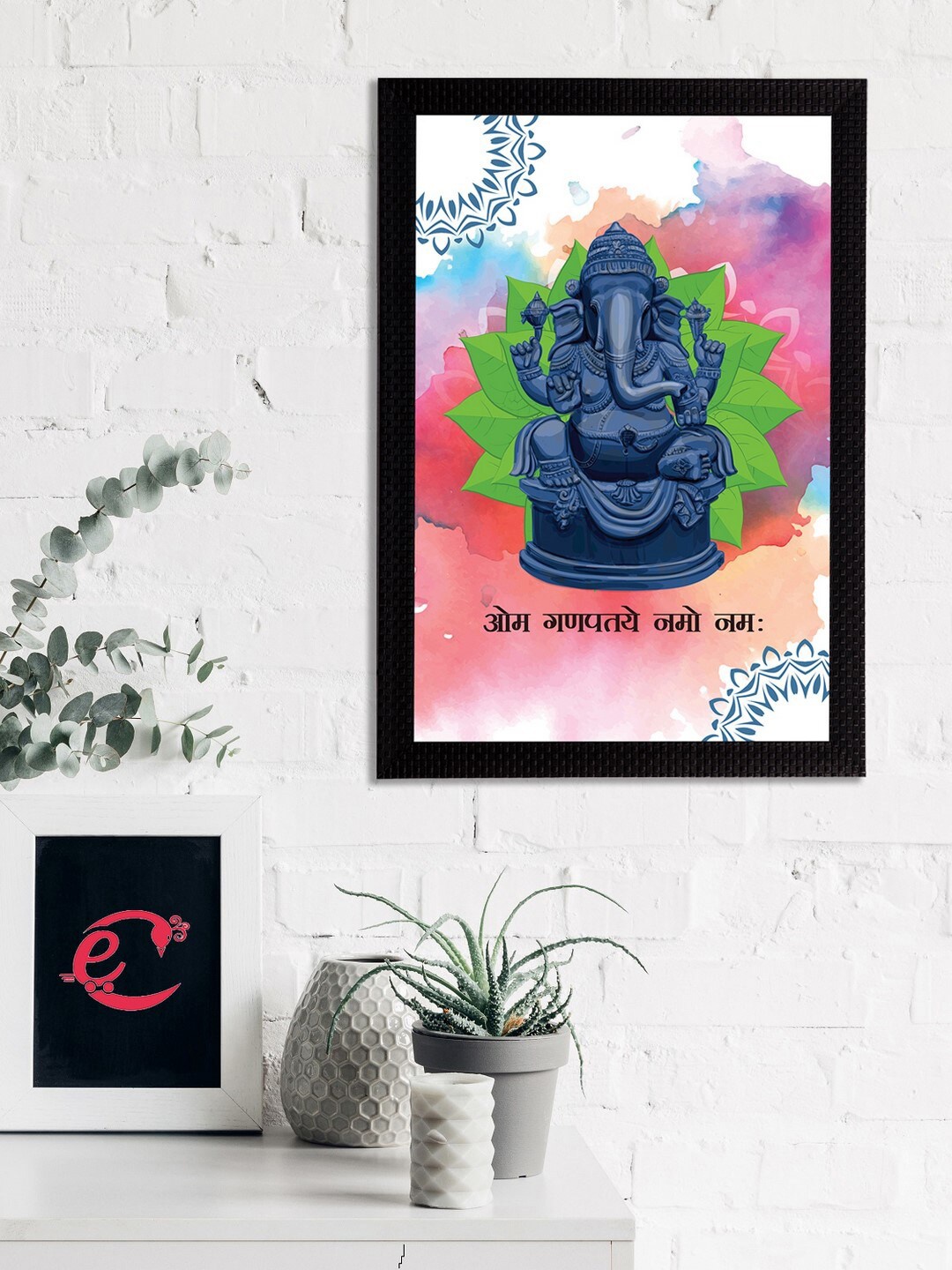 

eCraftIndia Pink & Blue Lord Ganesha Satin Matt Texture UV Art Painting