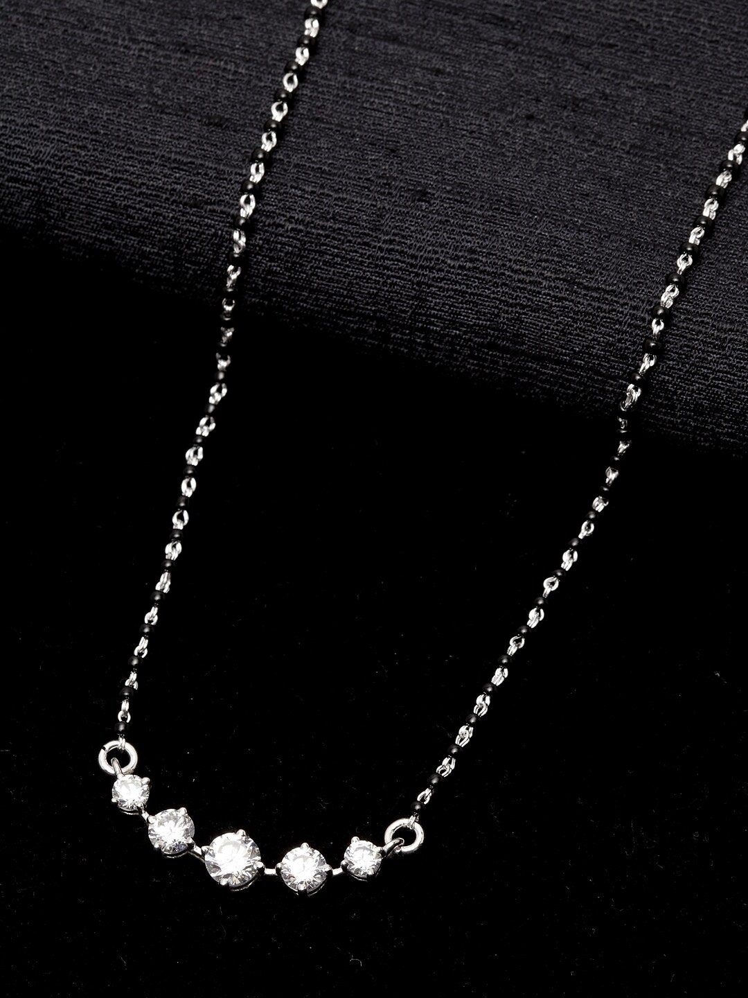 Clara Black & White Sterling Silver Rhodium-Plated Mangalsutra
