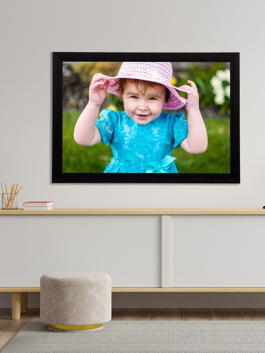 

eCraftIndia Multi-Coloured Satin Matt Texture Baby Portrait UV Wall Art