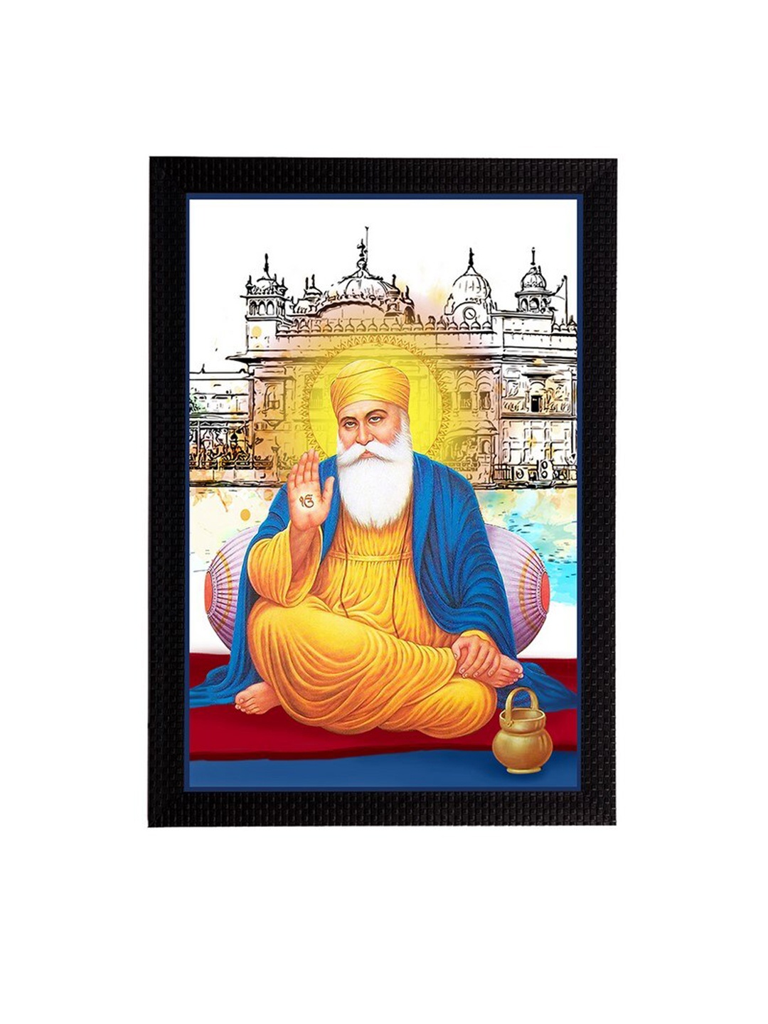 

eCraftIndia Multicoloured Guru Nanak Sahib Painting Wall Art With Frame, Multi