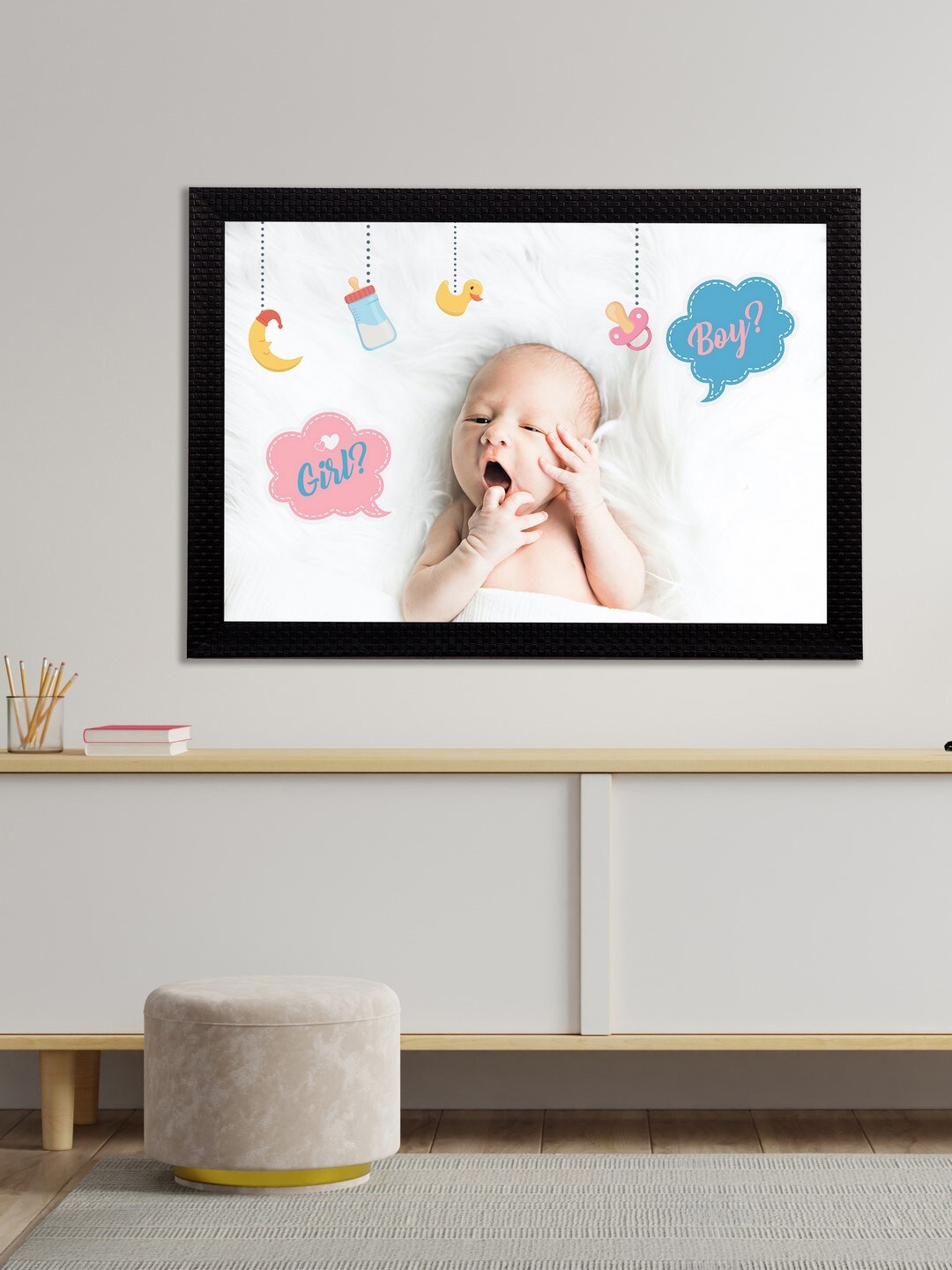 

eCraftIndia Cute Baby Satin Matt Texture UV Art Painting, Multi
