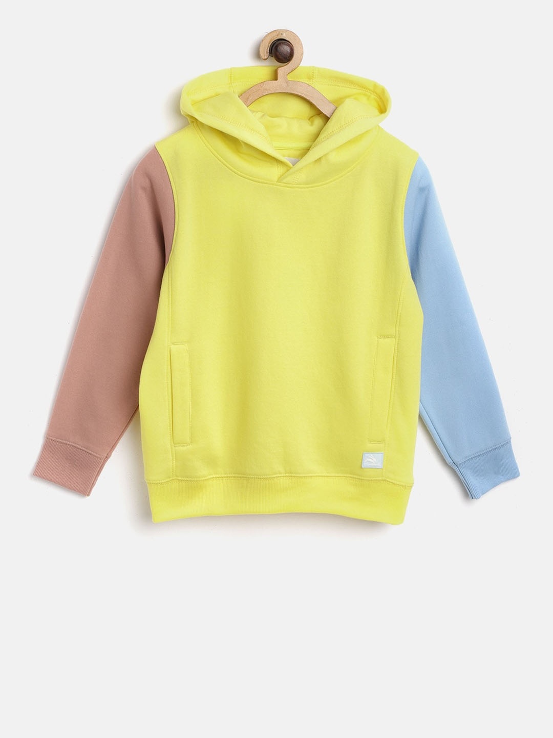 

Cherry Crumble Unisex Kids Yellow Solid Hooded Sweatshirt