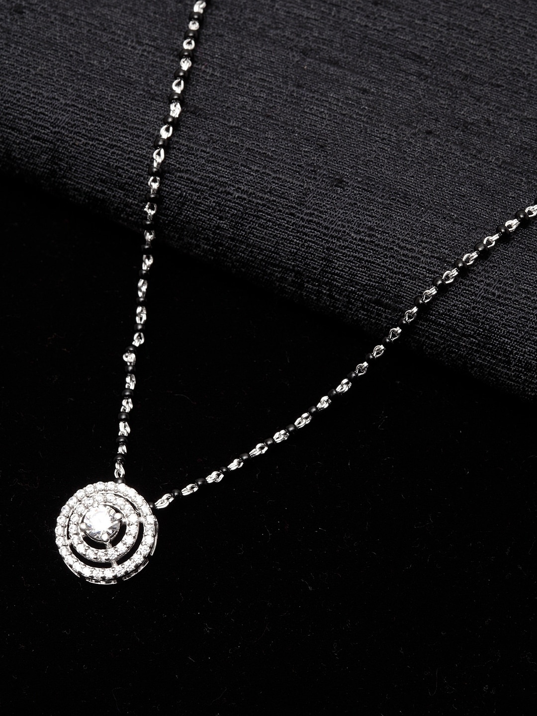 

Clara Women 925 Sterling Silver Beaded And Stone Studded Mangalsutra