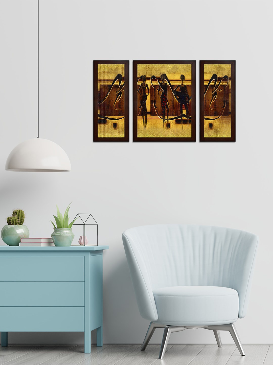 

WENS Set of 3 Brown & Beige Tribal People MDF Wall Paintings