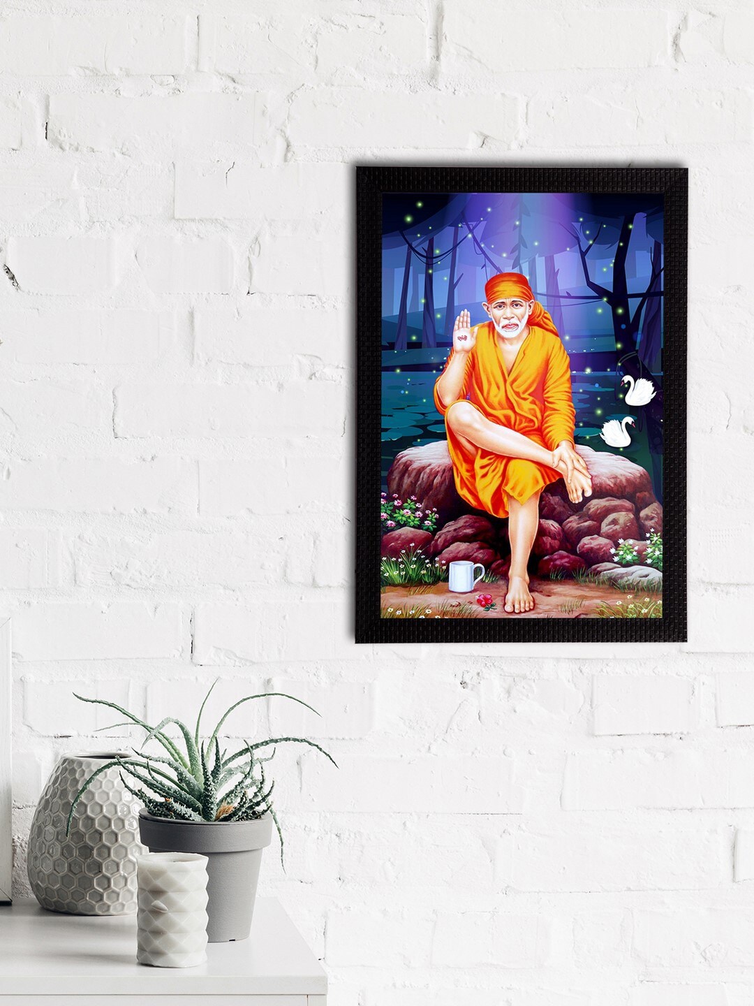 

eCraftIndia Blue & Orange Sai Baba Satin Matt Texture UV Art Painting