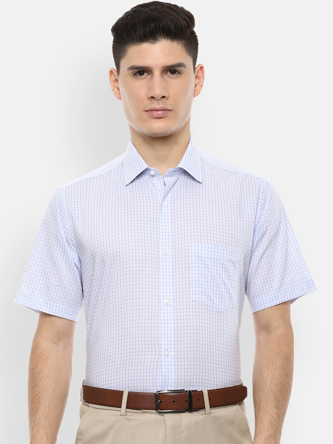 

Van Heusen Men White Regular Fit Checked Formal Shirt