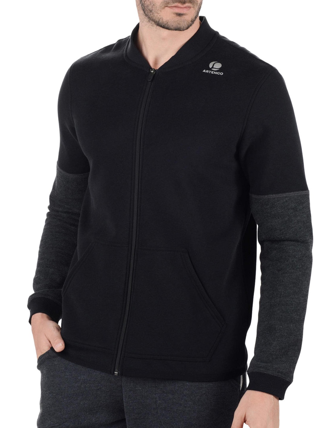 

Artengo By Decathlon Men Black Solid Insulator Tennis Jacket 500