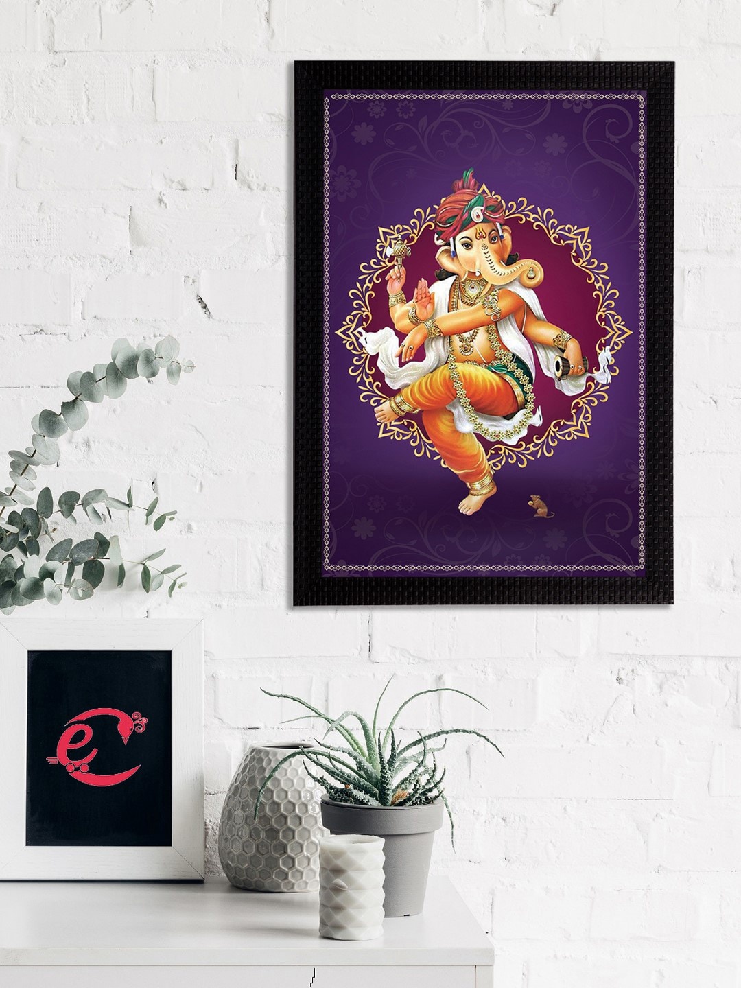 

eCraftIndia Purple Lord Ganesha Satin Matt Textured Frame UV Wall Art