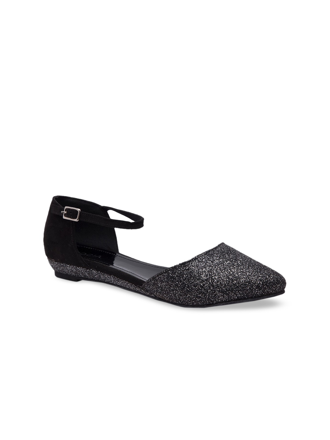 

Rocia Women Black Embellished Faux Fur Ballerinas