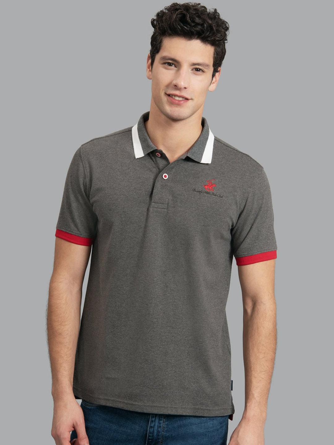 

Beverly Hills Polo Club Men Black Solid Polo Collar T-shirt