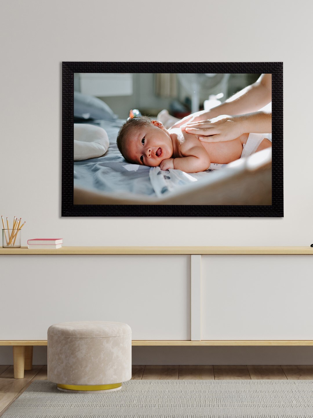 

eCraftIndia Multi-Coloured Satin Matt Texture Baby Portrait UV Wall Art