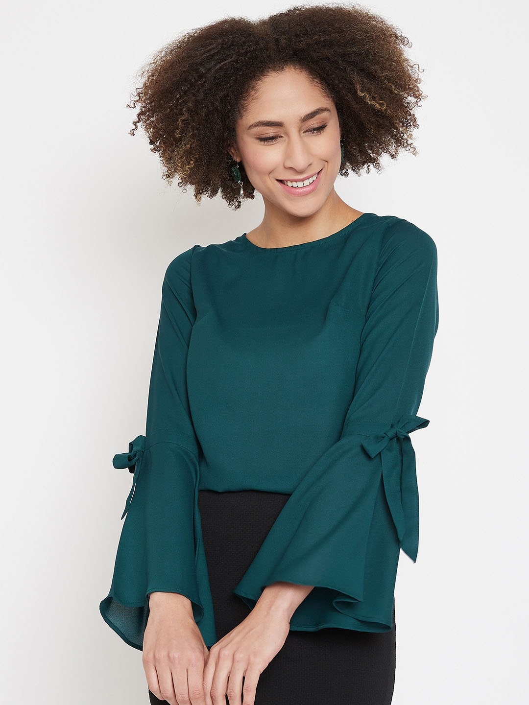 

La Zoire Women Teal Solid Top