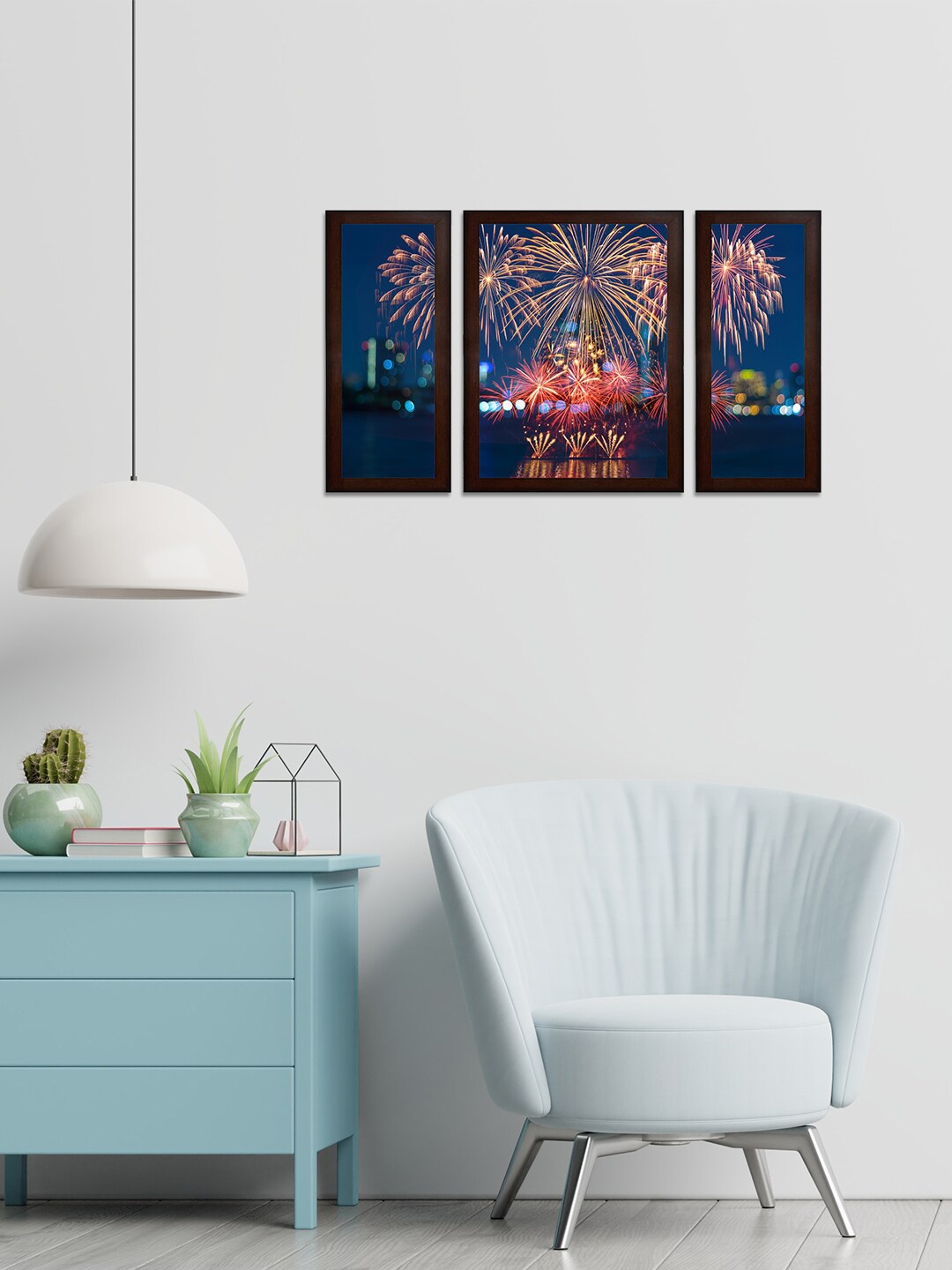 WENS Blue & Red Sparkling Night Wall Art