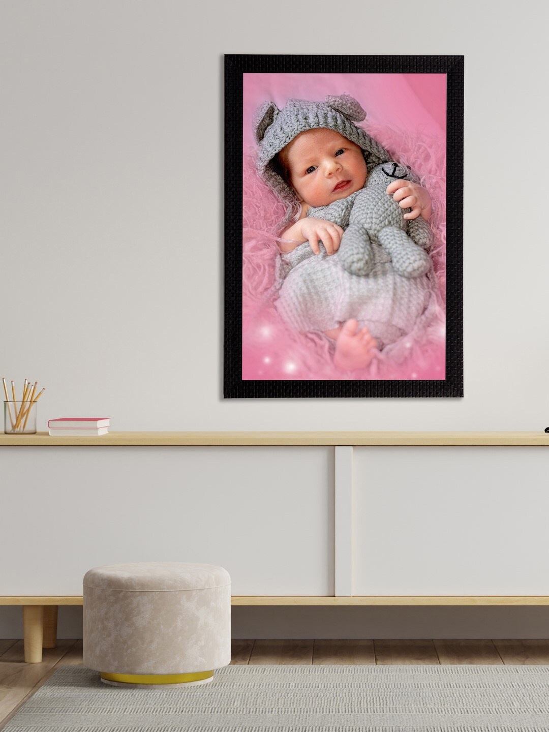 eCraftIndia Multi-Coloured Satin Matt Texture Baby Portrait UV Wall Art