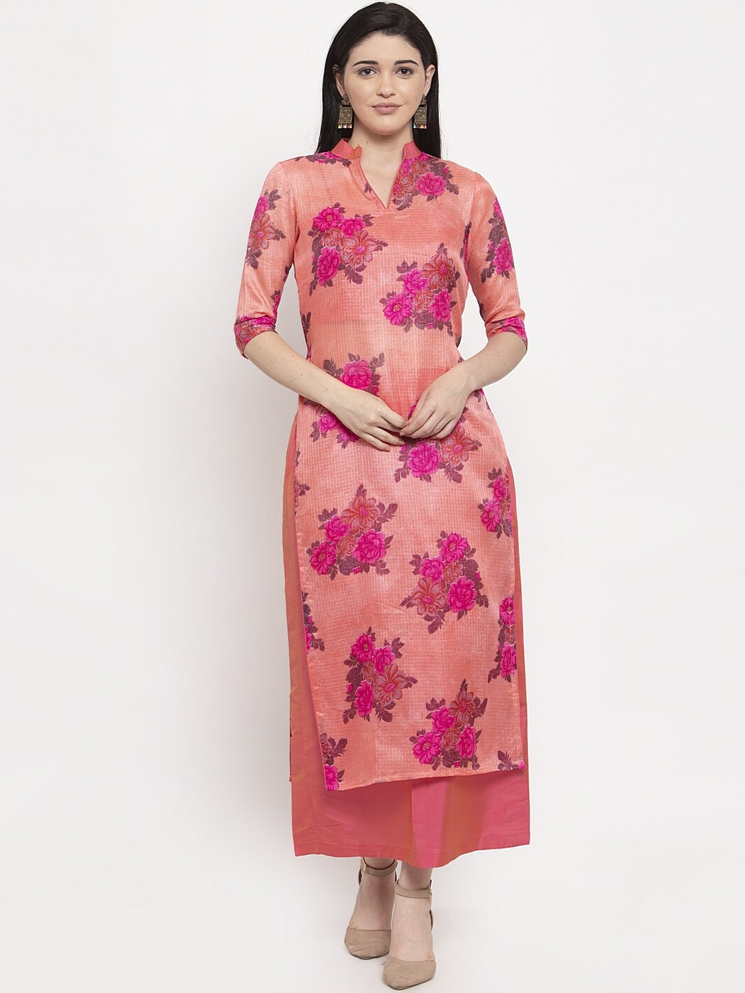 

DUGRI BE THE ONE Women Pink Printed Kurti with Palazzos