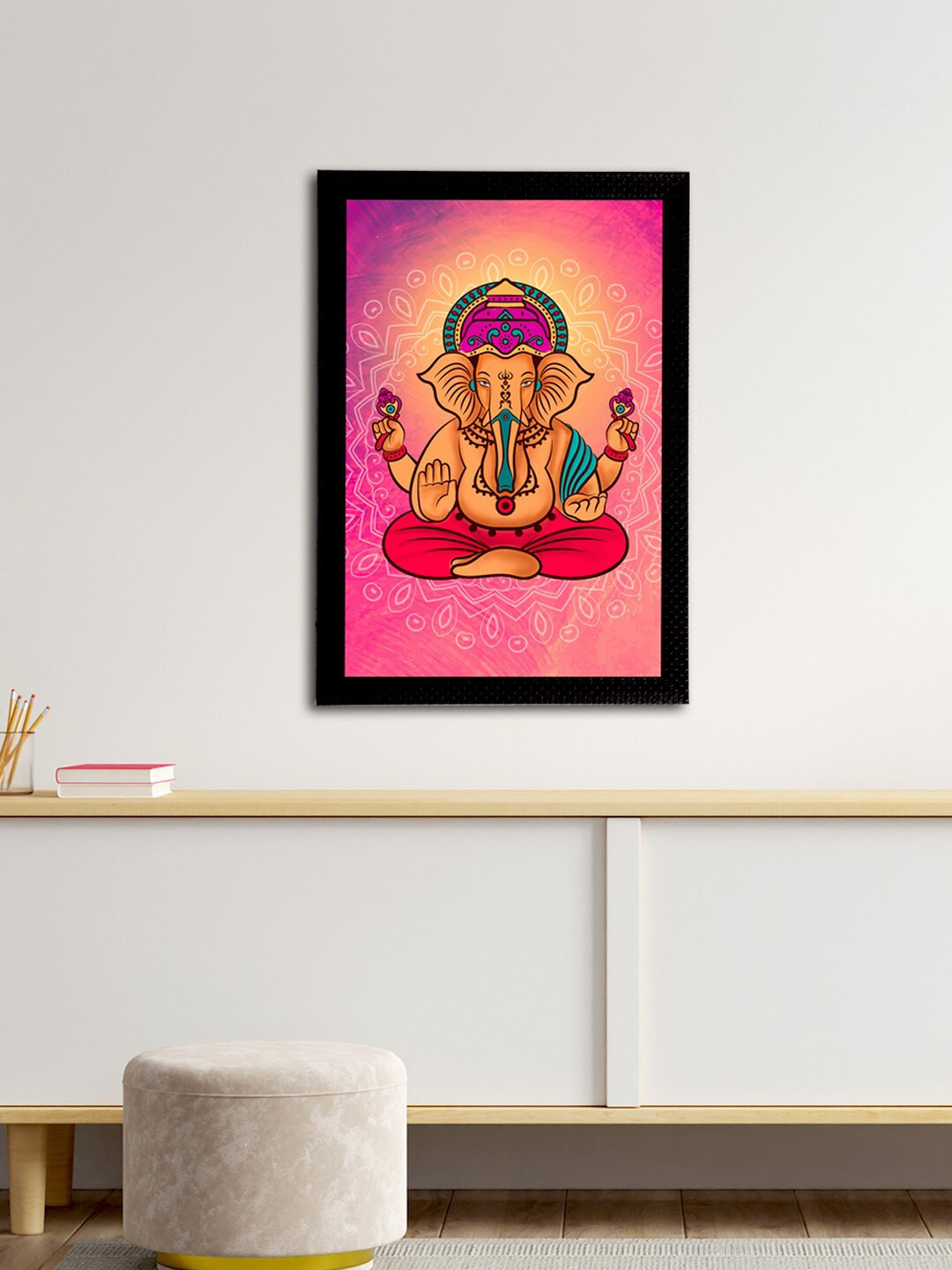 

eCraftIndia Pink & Yellow Lord Ganesha Satin Matt Texture UV Art Painting