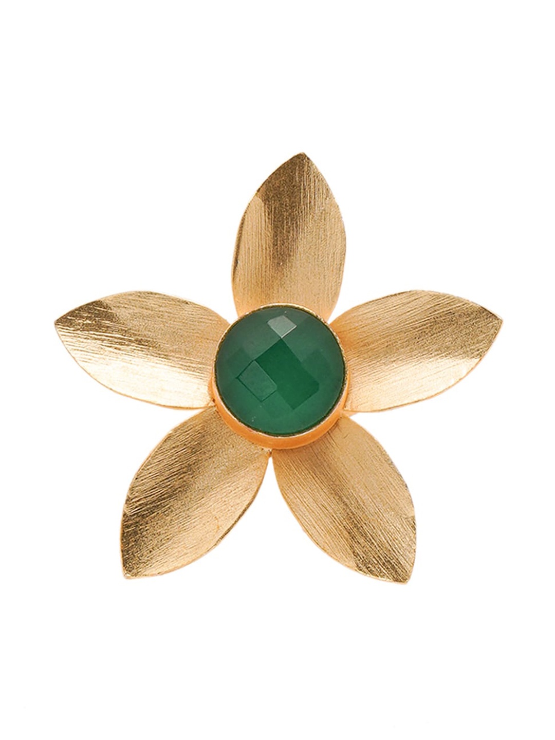 

Shoshaa Women Gold-Plated Green Stone-Studded Handcrafted Finger Ring