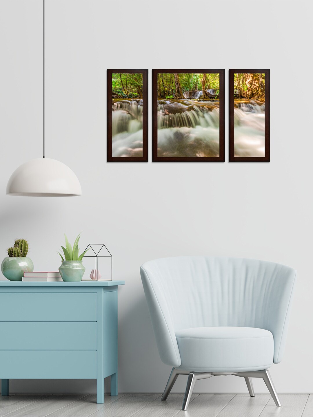 

WENS Set of 3 Green & Brown Waterfall Scenery MDF Wall Paintings