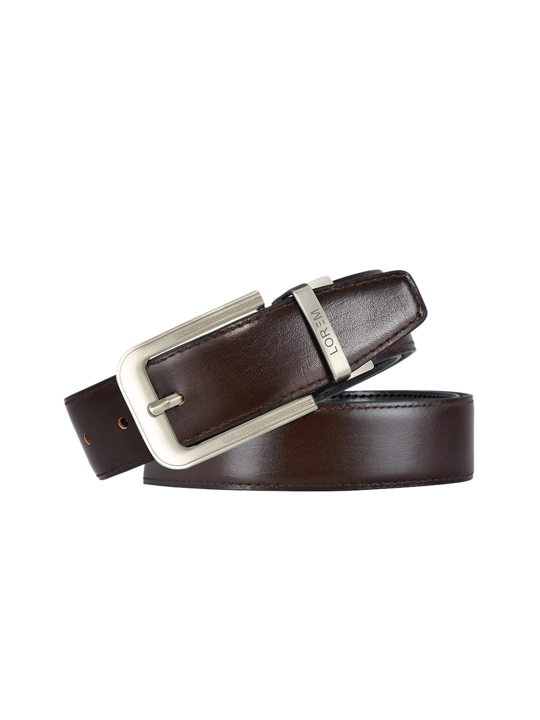 

LOREM Men Brown & Black Solid Reversible Belt