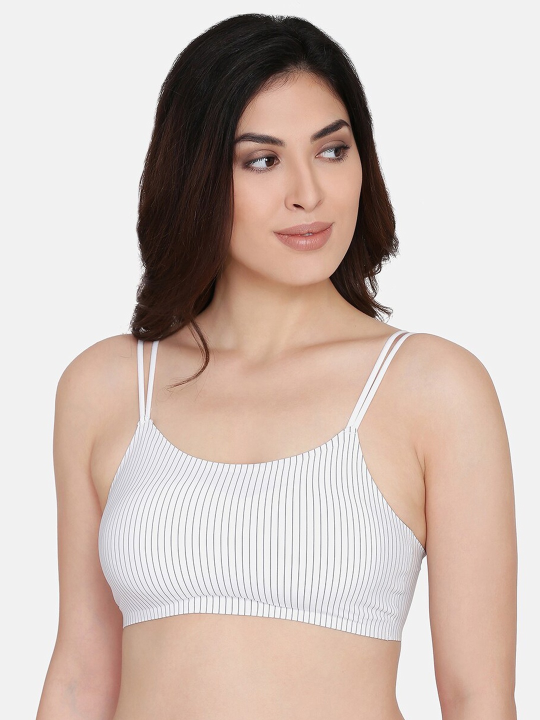

PRETTYBOLD White & Grey Printed Non-Wired Lightly Padded T-shirt Bra PBB-01
