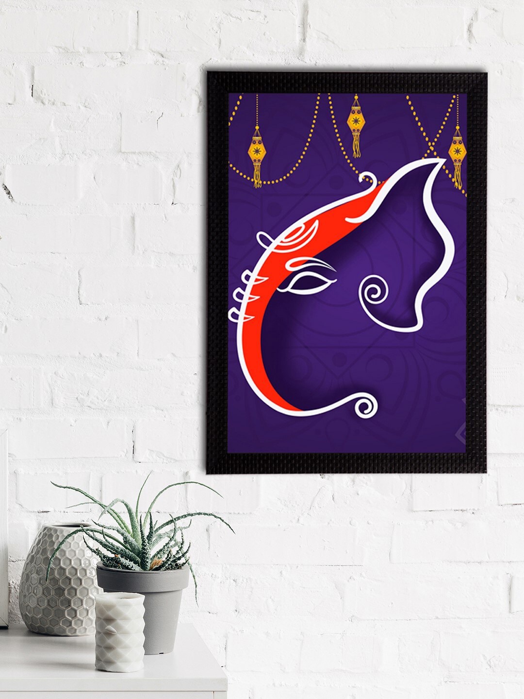 

eCraftIndia Purple & Red Lord Ganesha Satin Matt Texture Framed UV Wall Art Painting