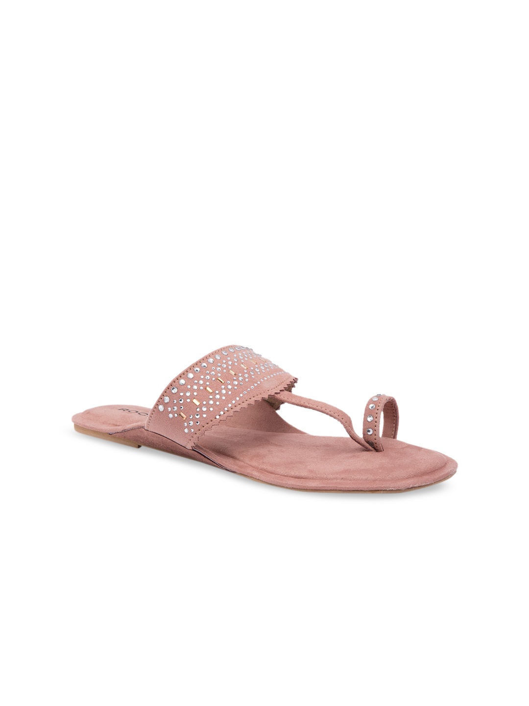 

Rocia Women Peach-Coloured Embellished Faux Fur One Toe Flats