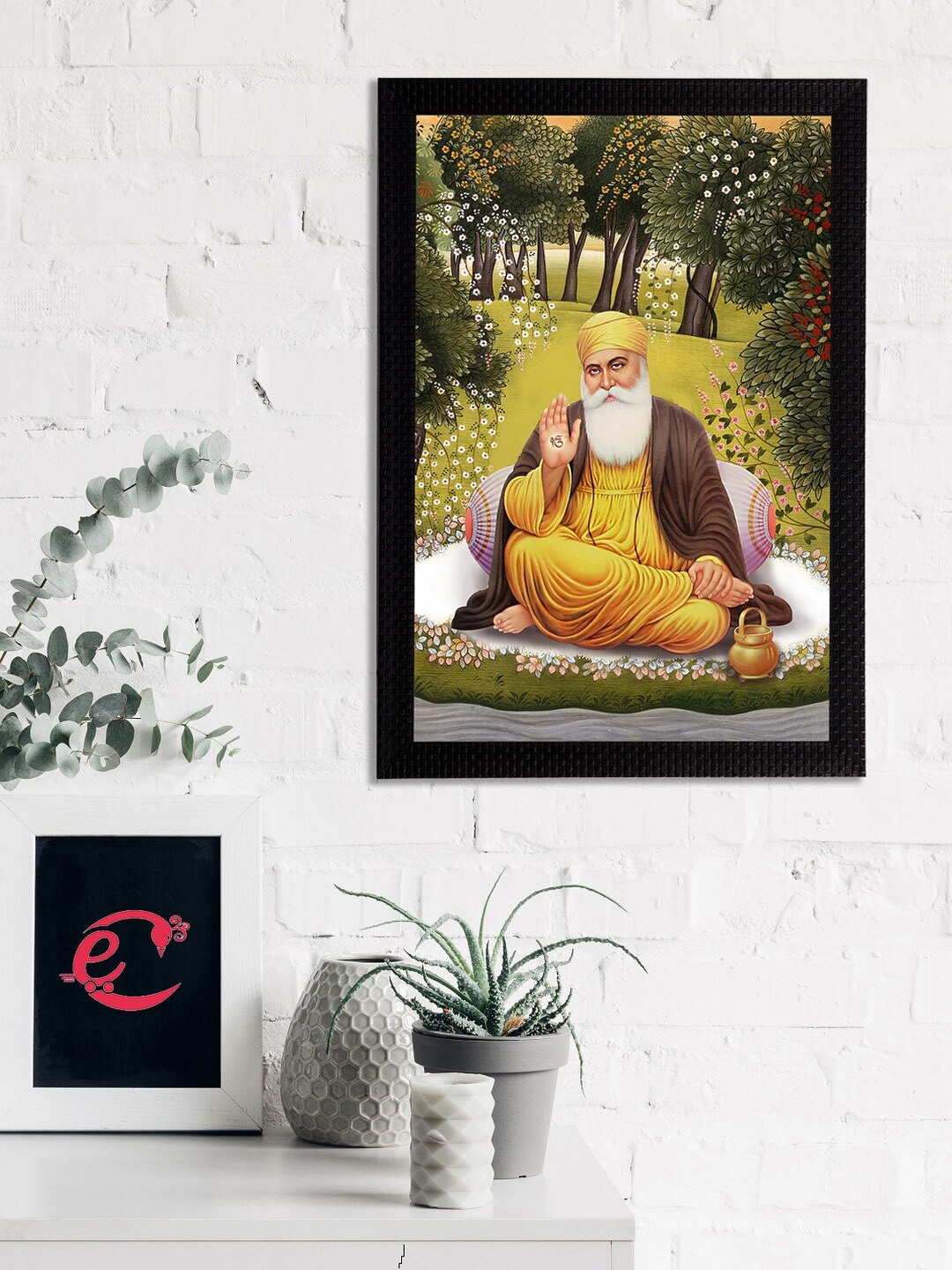 

eCraftIndia Yellow & Green Guru Nanak Sahib Satin Matt Texture UV Wall Art