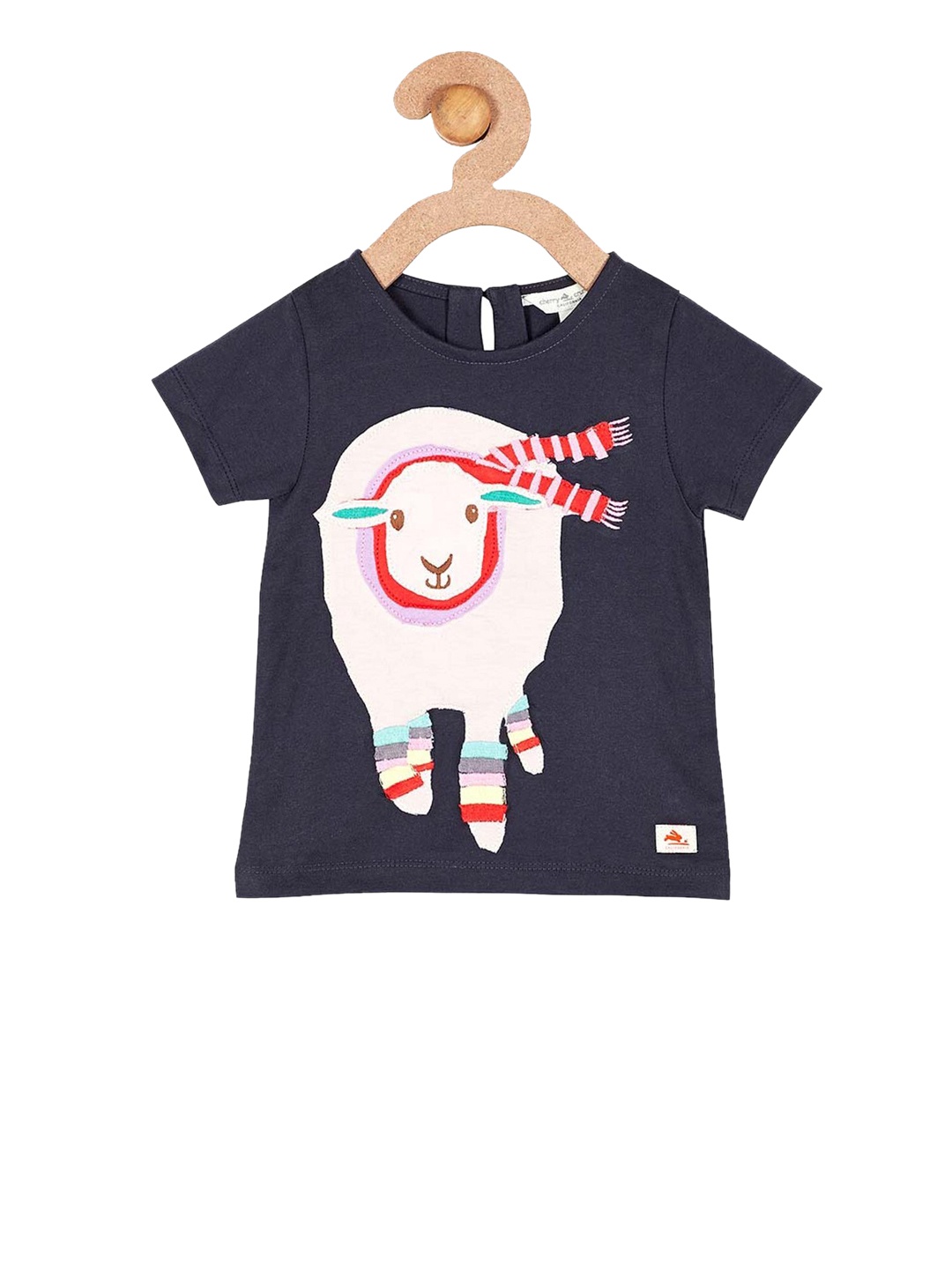 

Cherry Crumble Girls Charcoal Grey Appliqued Top