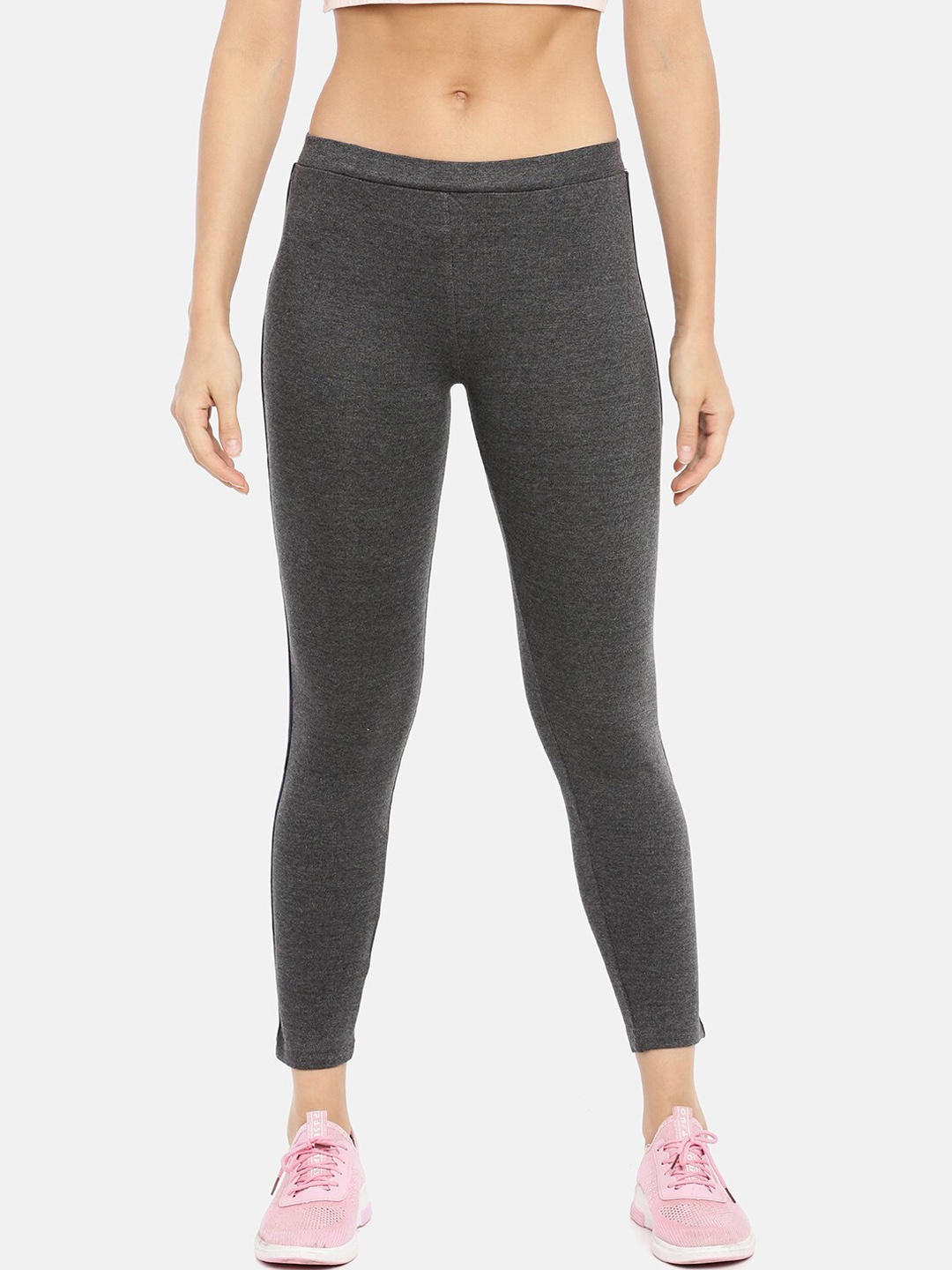 GOLDSTROMS Women Grey Solid Ankle Length Fitted Track Pants