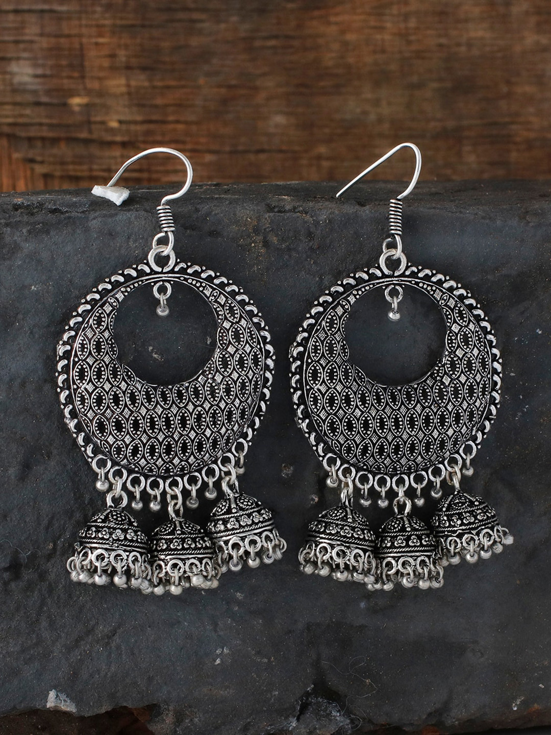 

Silvermerc Designs Silver Circular Jhumkas