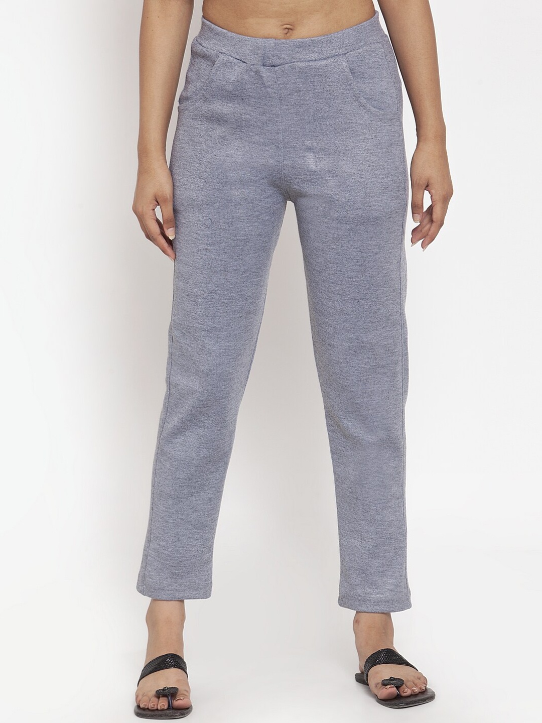 

TAG 7 Women Grey Woolen Ankle-Length Leggings Pants
