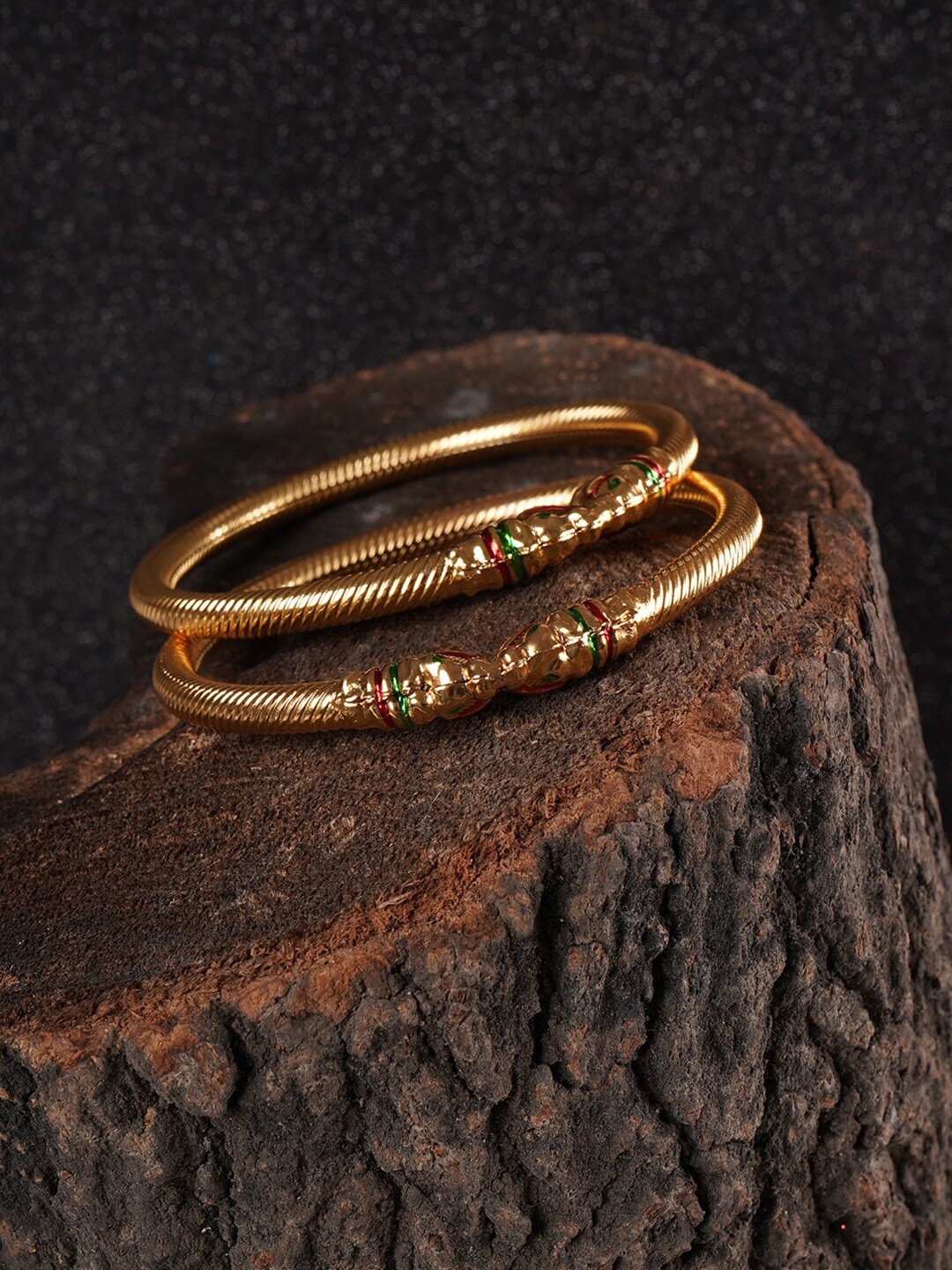 

Shoshaa Set of 2 Gold Plated Handcrafted Textured Bangles