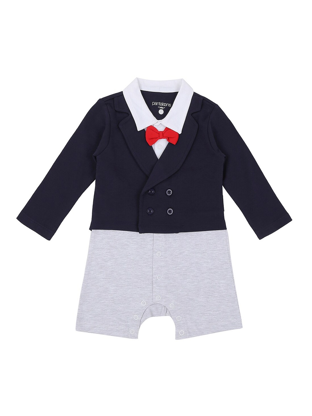 

Pantaloons Baby Boys Navy Blue Colourblocked Rompers