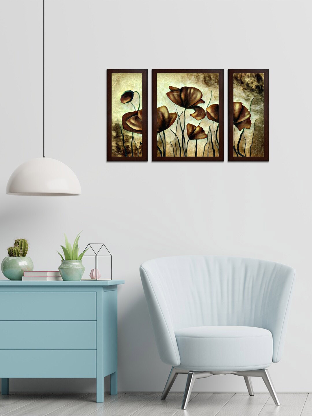 

WENS Set of 3 Brown & Off-White Floral Printed Wall Art