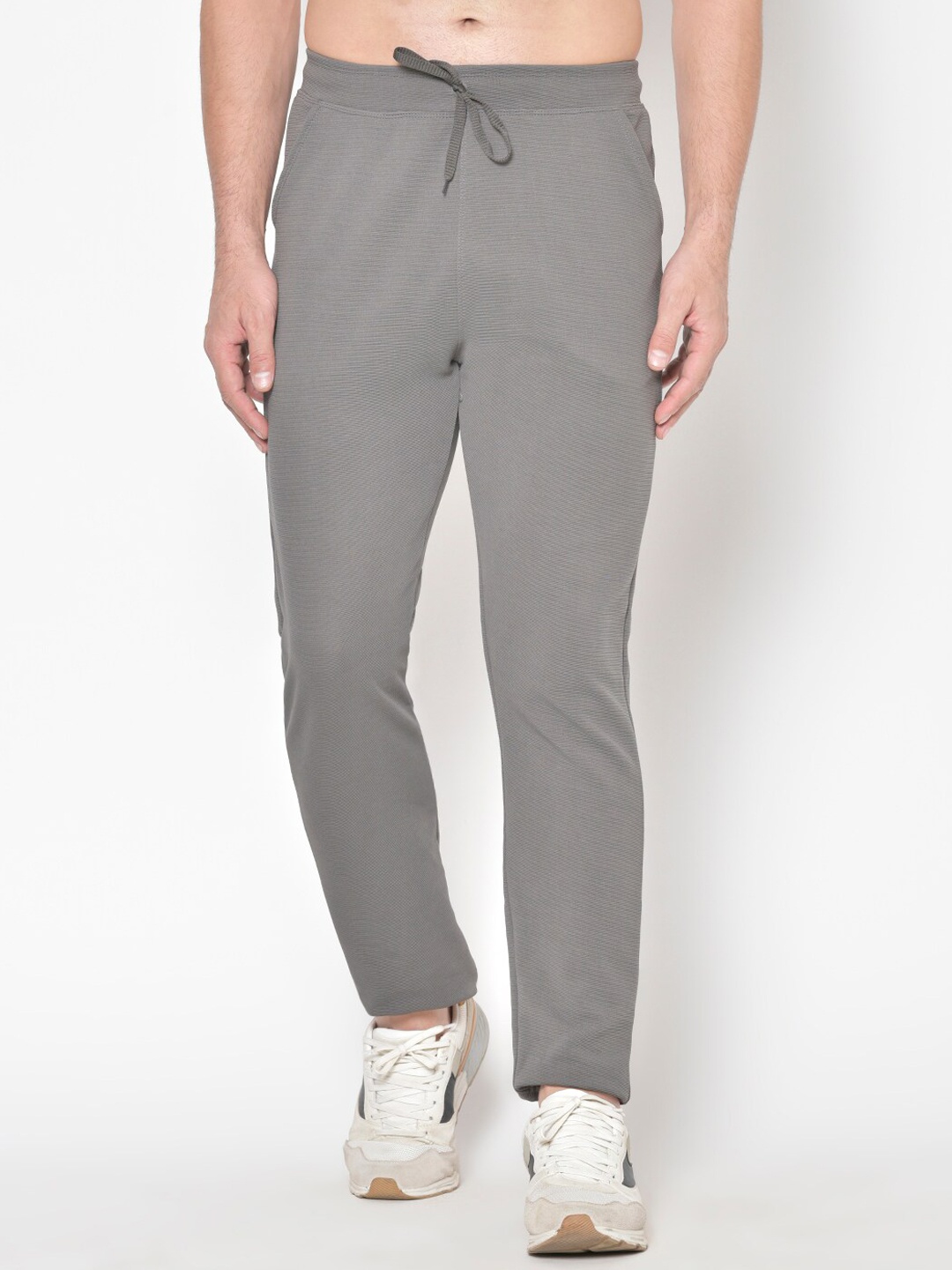 

American-Elm Men Grey Solid Dri-fit Slim-Fit Gym Track Pants