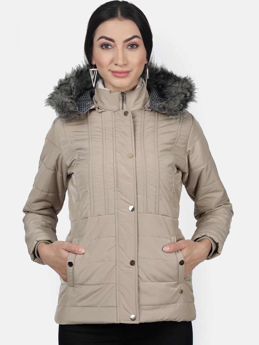 

Monte Carlo Women Beige Solid Parka Jacket