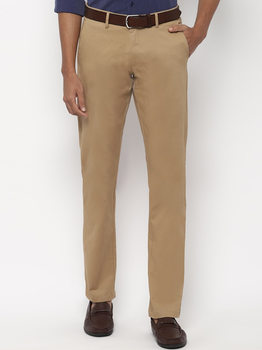 

Allen Solly Men Khaki Slim Fit Solid Regular Trousers