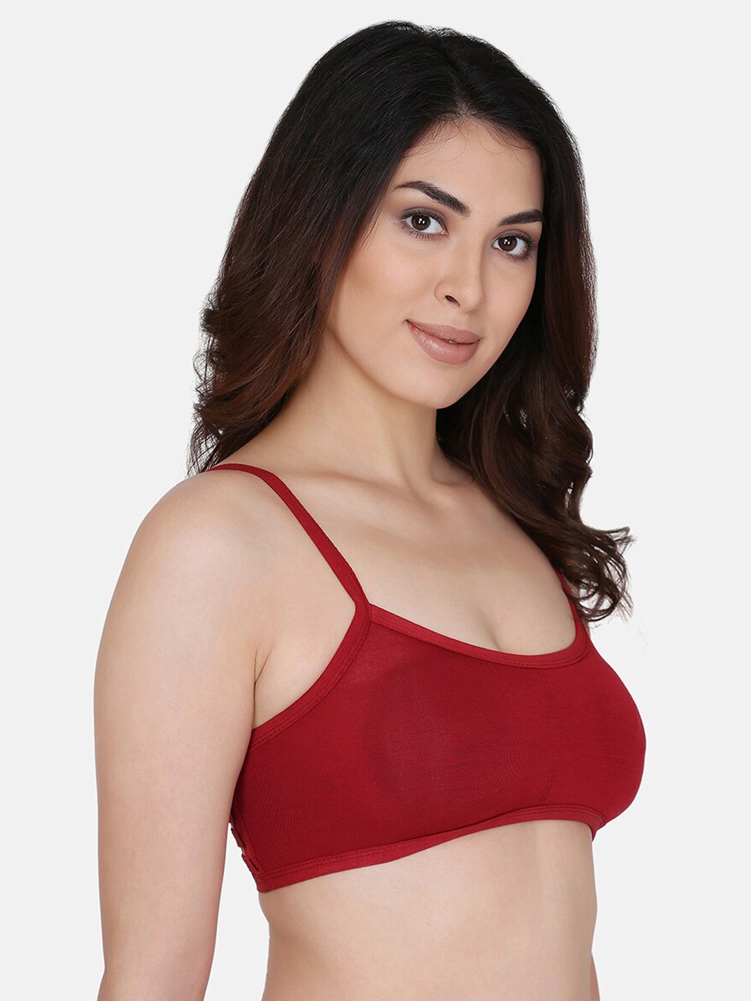 

PRETTYBOLD Maroon Solid Non-Wired Lightly Padded Bralette Bra PB-01