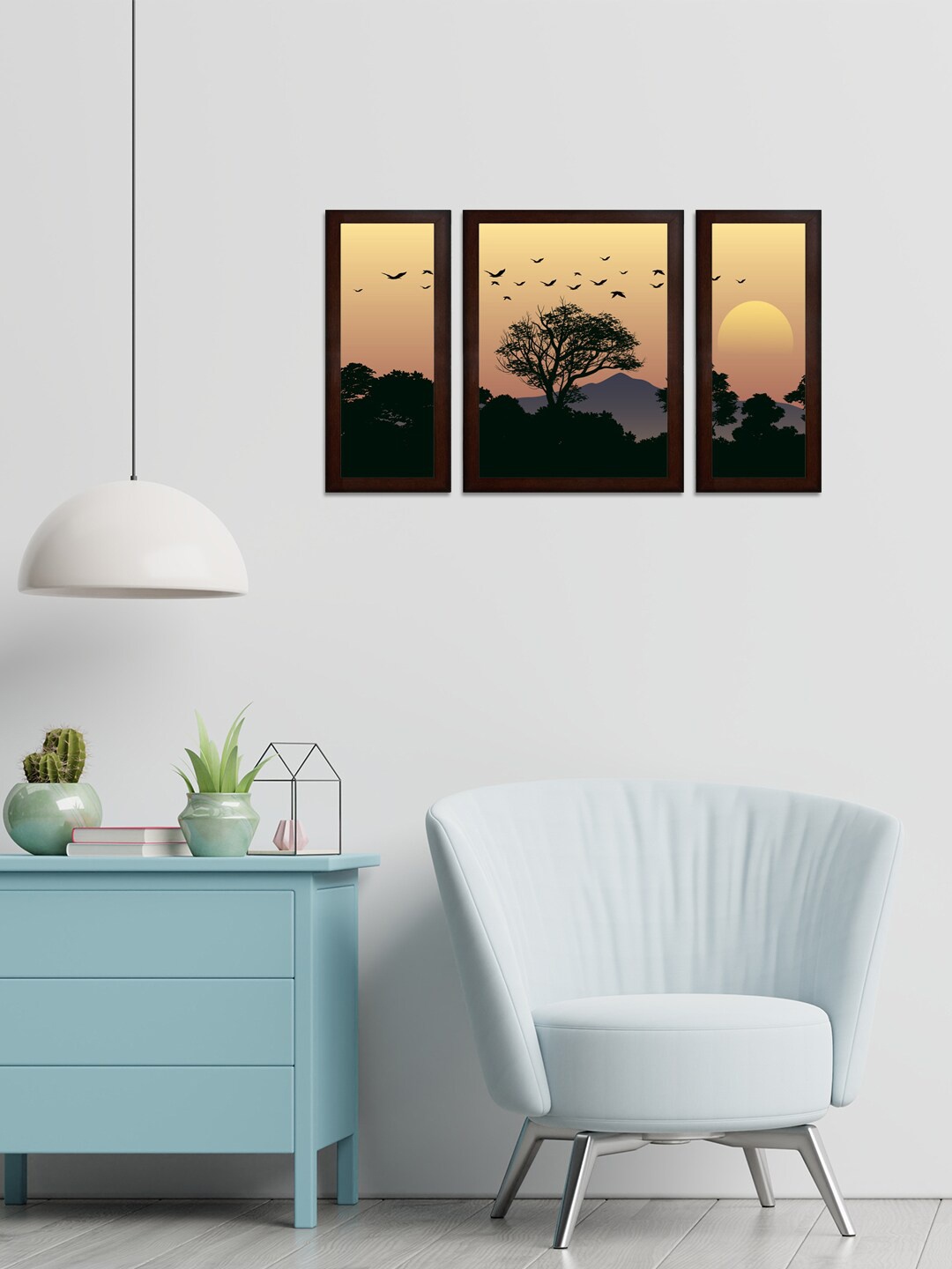 

WENS Set Of 3 Black & Yellow Scenery View MDF Wall Arts