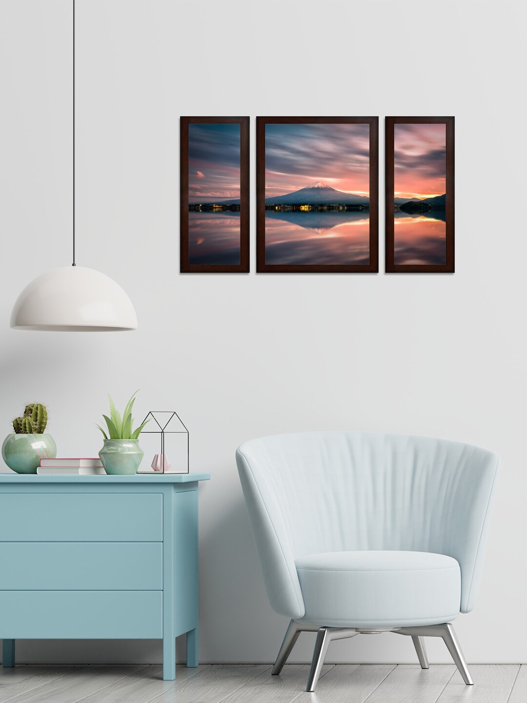 

WENS Set Of 3 Pink & Grey Modern Art MDF Wall Paintings