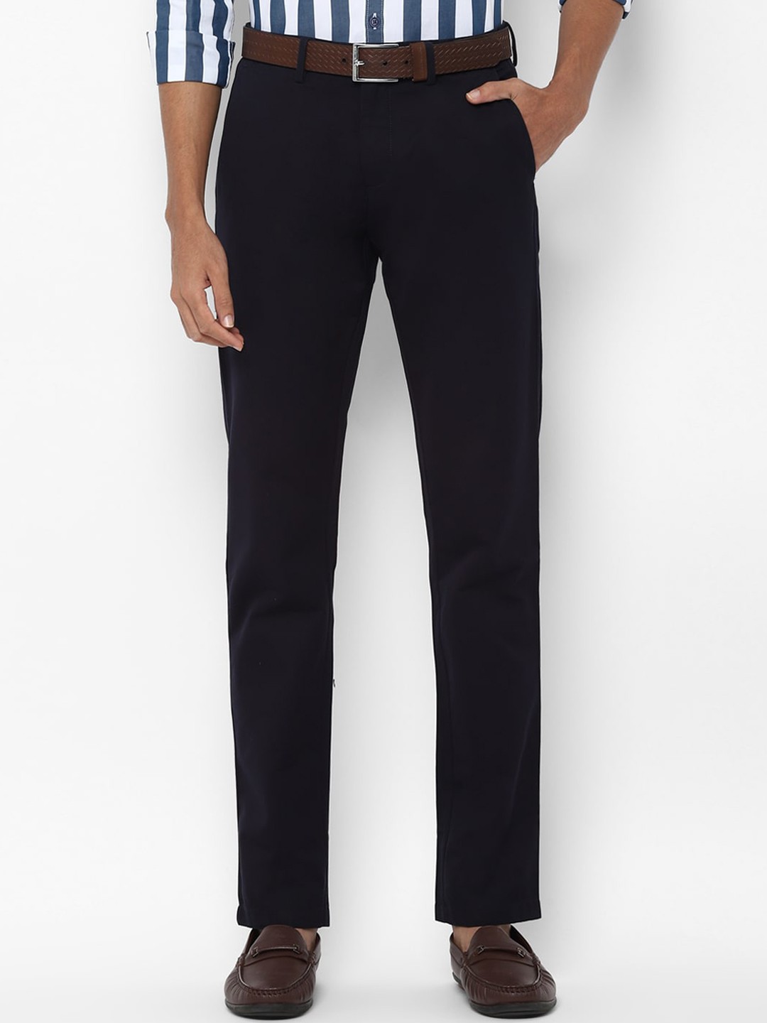 

Allen Solly Men Navy Blue Slim Fit Solid Regular Trousers