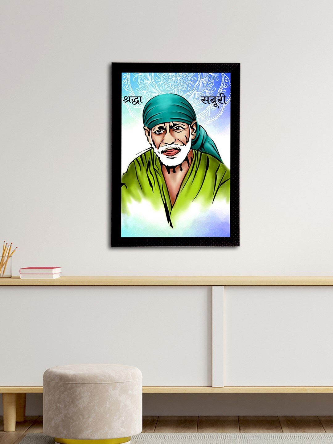 

eCraftIndia Blue & Green Sai Baba Satin Matt Texture UV Art Painting