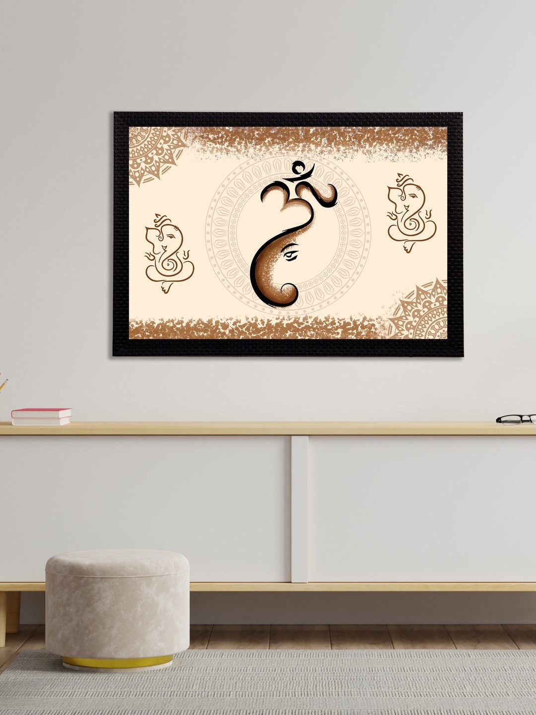 

eCraftIndia Cream & Brown Lord Ganesha Satin Matt Texture UV Art Painting