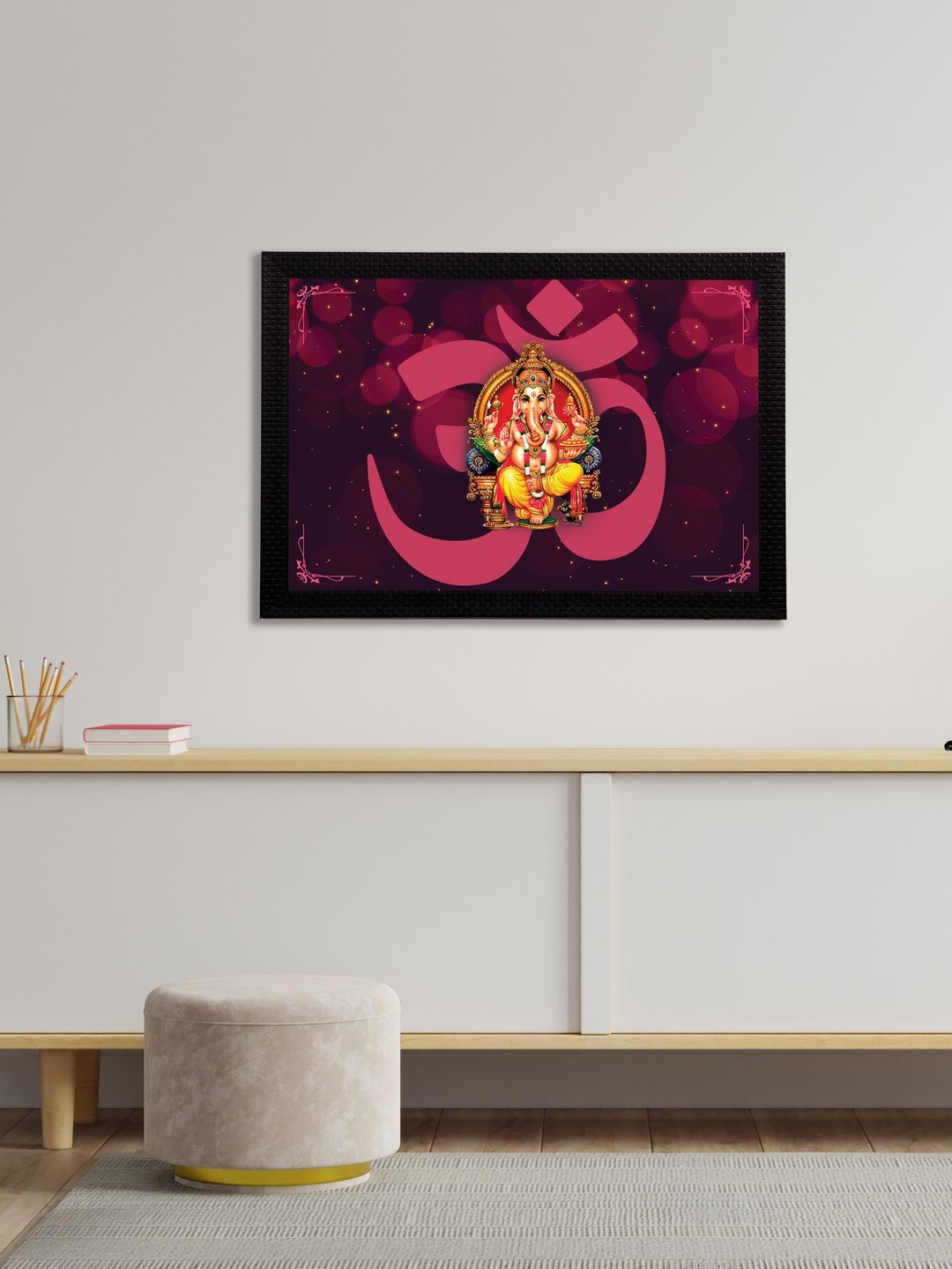 

eCraftIndia Purple & Pink Lord Ganesha Satin Matt Textured UV Wall Art