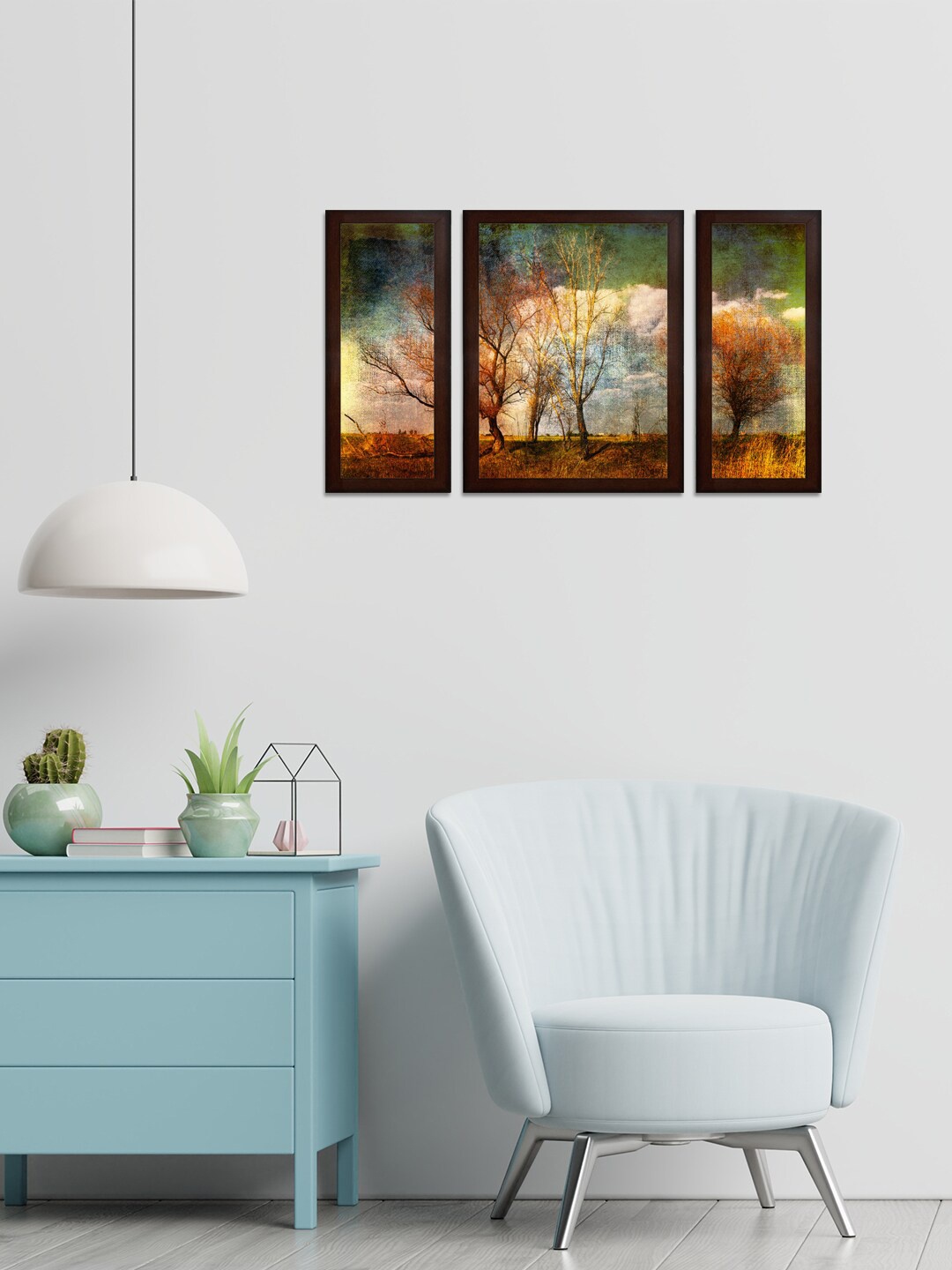 

WENS Set of 3 Brown & Green MDF Wall Arts