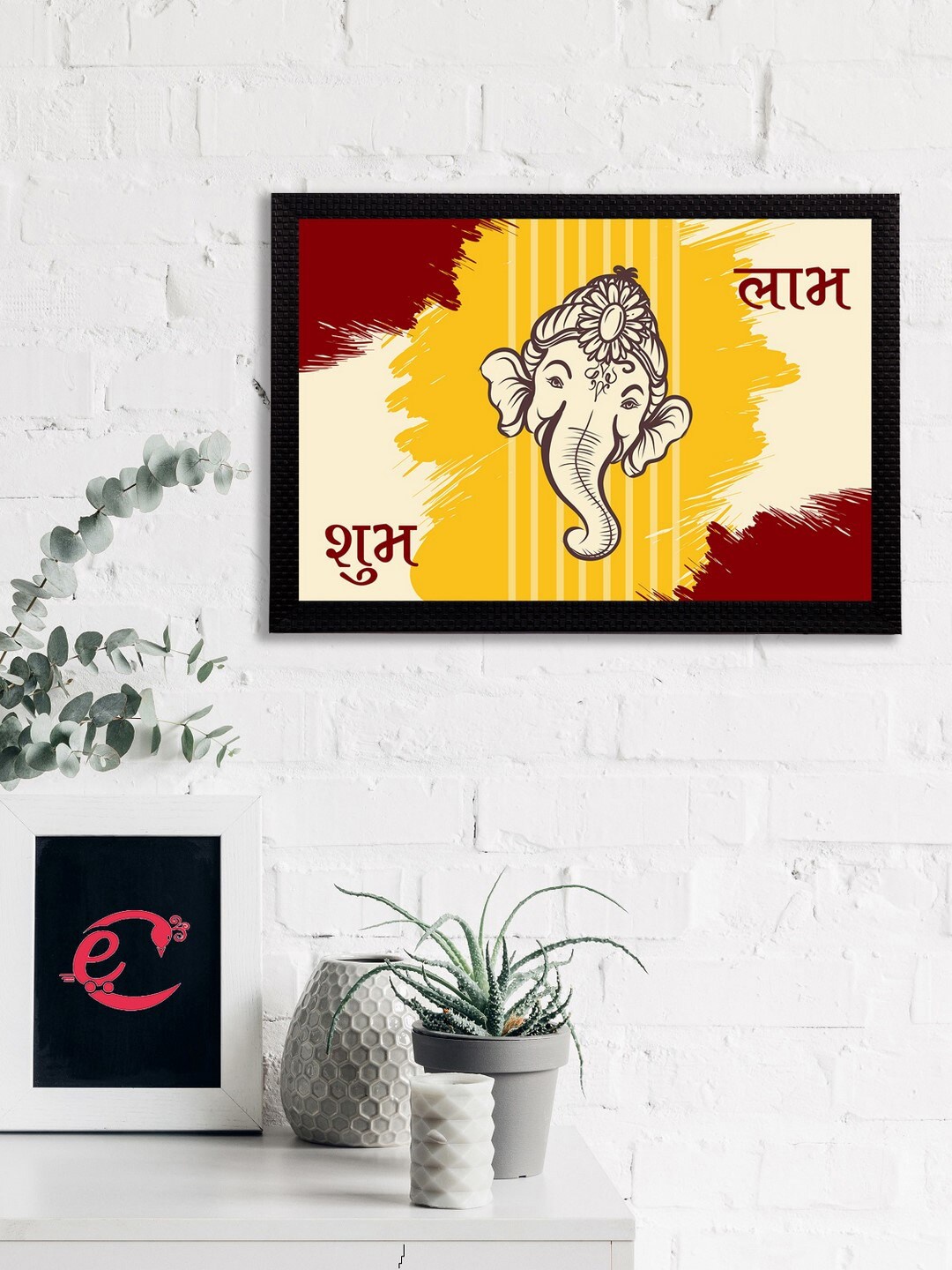 eCraftIndia Yellow & Beige Lord Ganesha Satin Matt Texture UV Art Painting