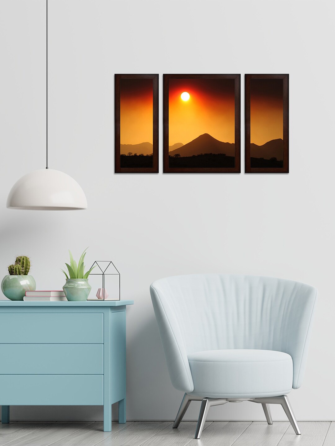

WENS Set Of 3 Brown & Orange Beautiful Nature MDF Wall Paintings