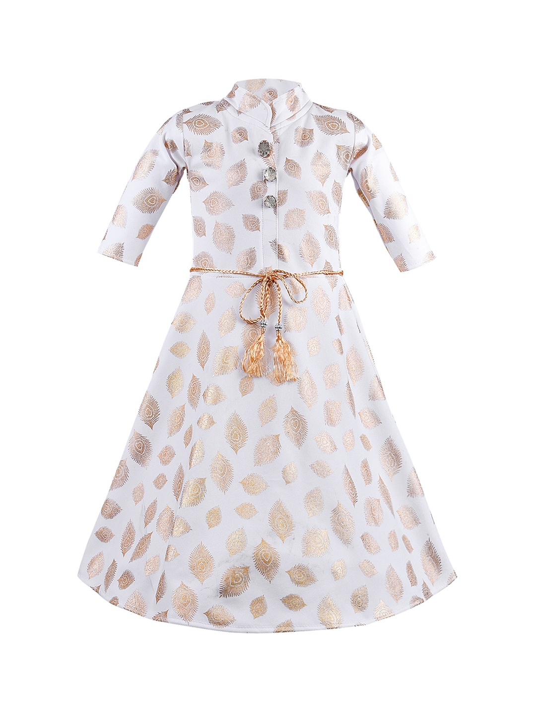 

Wish Karo Girls White Printed Fit and Flare Dress
