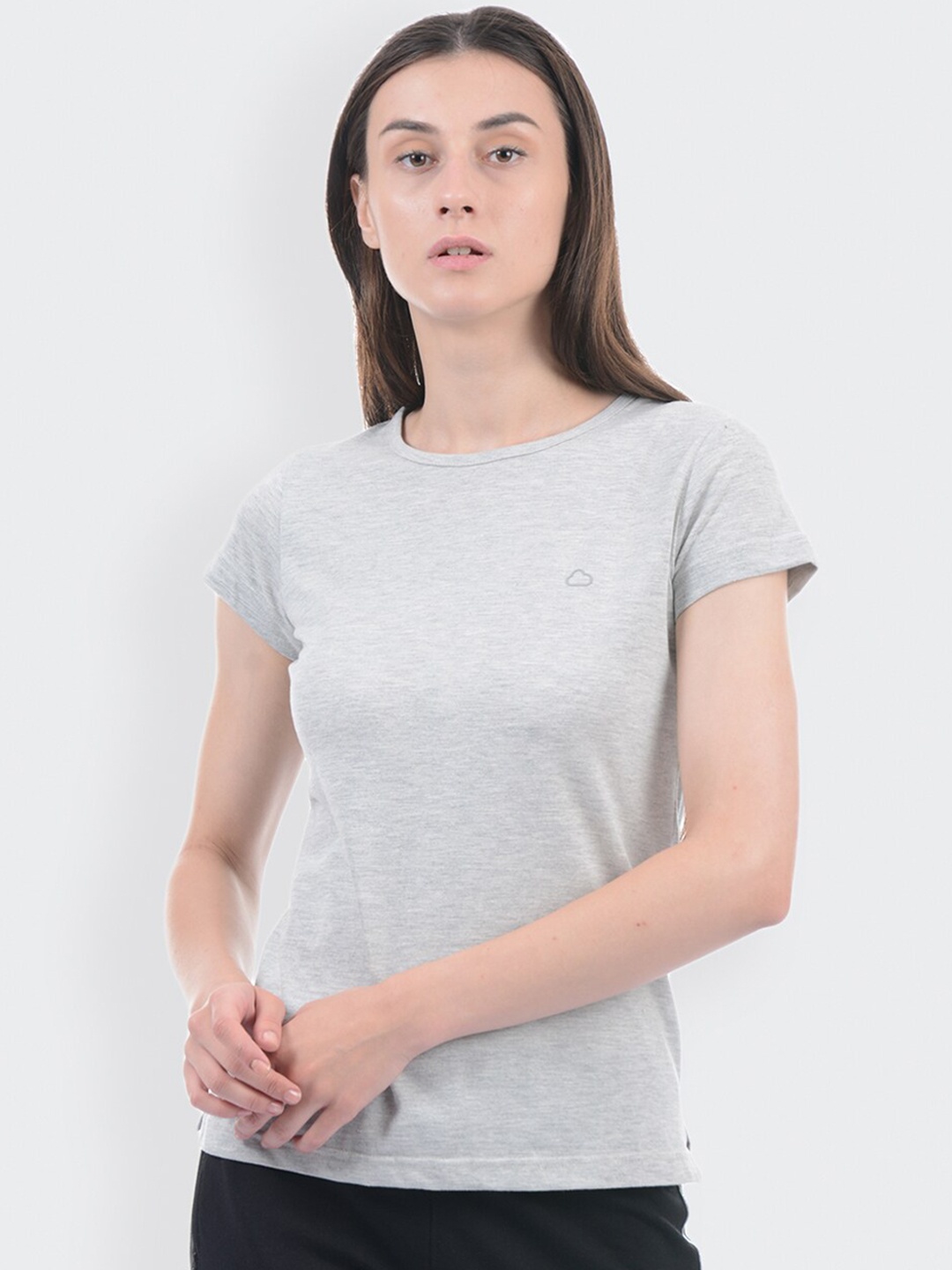 Sweet Dreams Women Grey Melange Solid Lounge T-Shirt