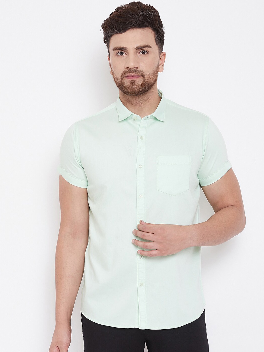 

Canary London Men Green Smart Slim Fit Solid Casual Shirt